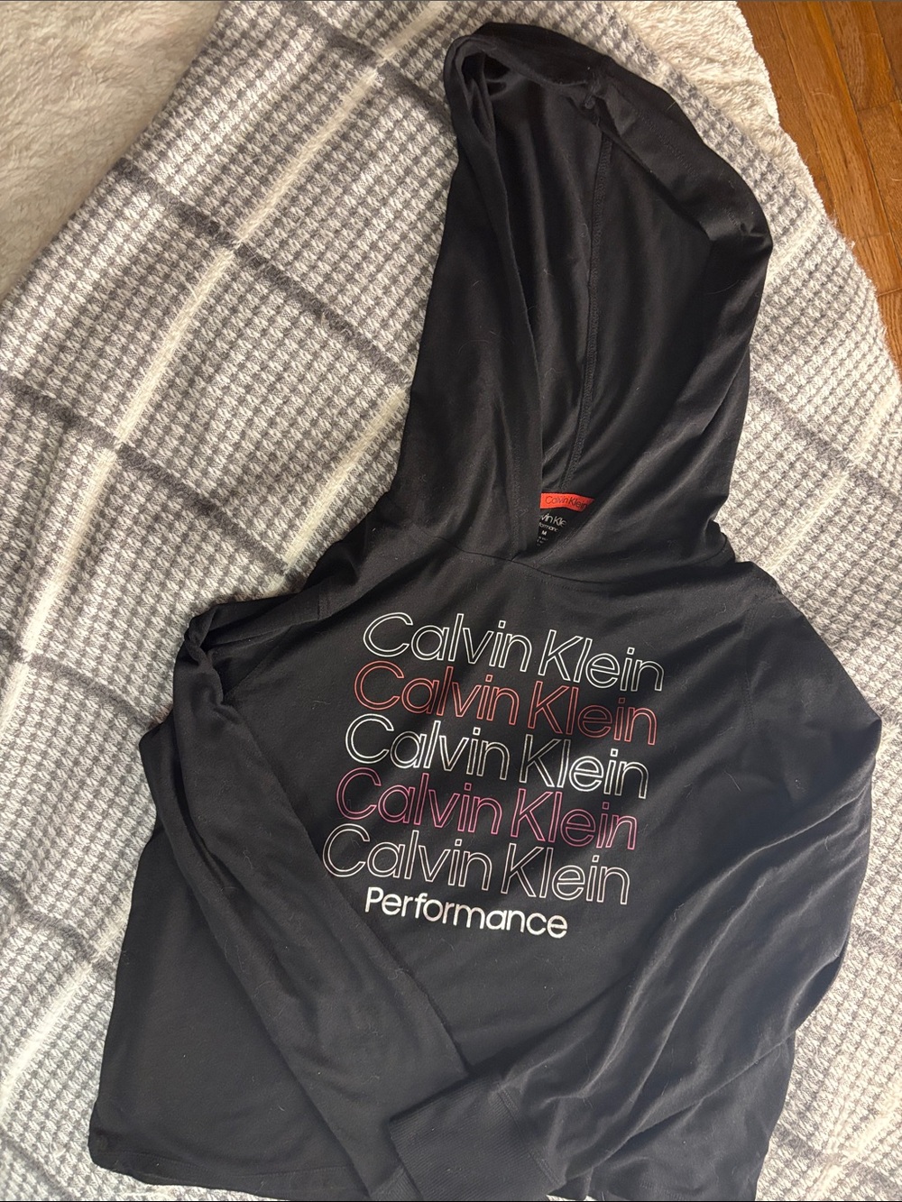 Calvin Klein Black Hoodie with Multicolor Stacked Logo